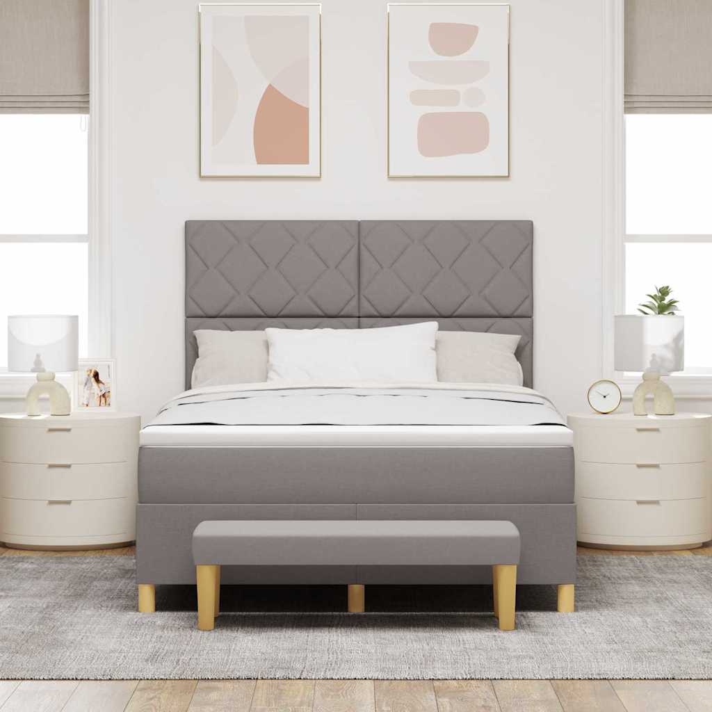Boxrugós ágy párnával fejtámlával Tópszínű 200 x 140 cm szövet