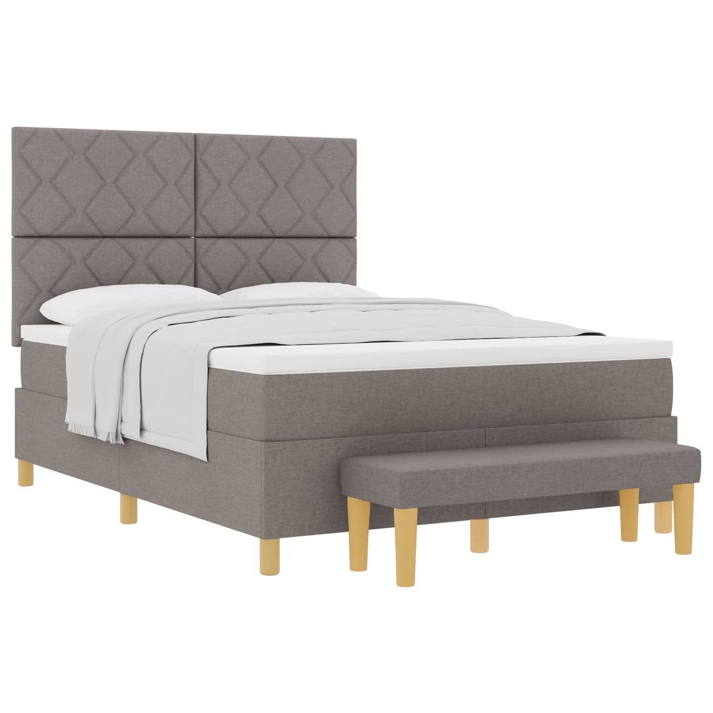 Boxrugós ágy párnával fejtámlával Tópszínű 200 x 140 cm szövet