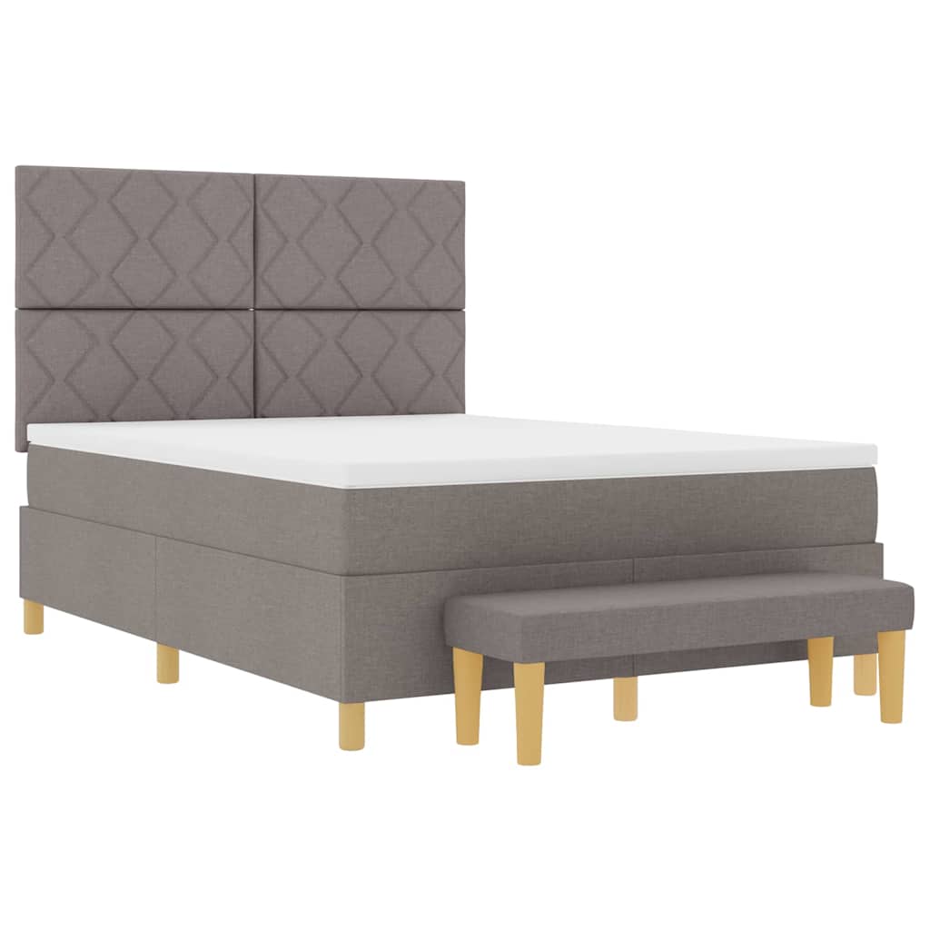 Boxrugós ágy párnával fejtámlával Tópszínű 200 x 140 cm szövet