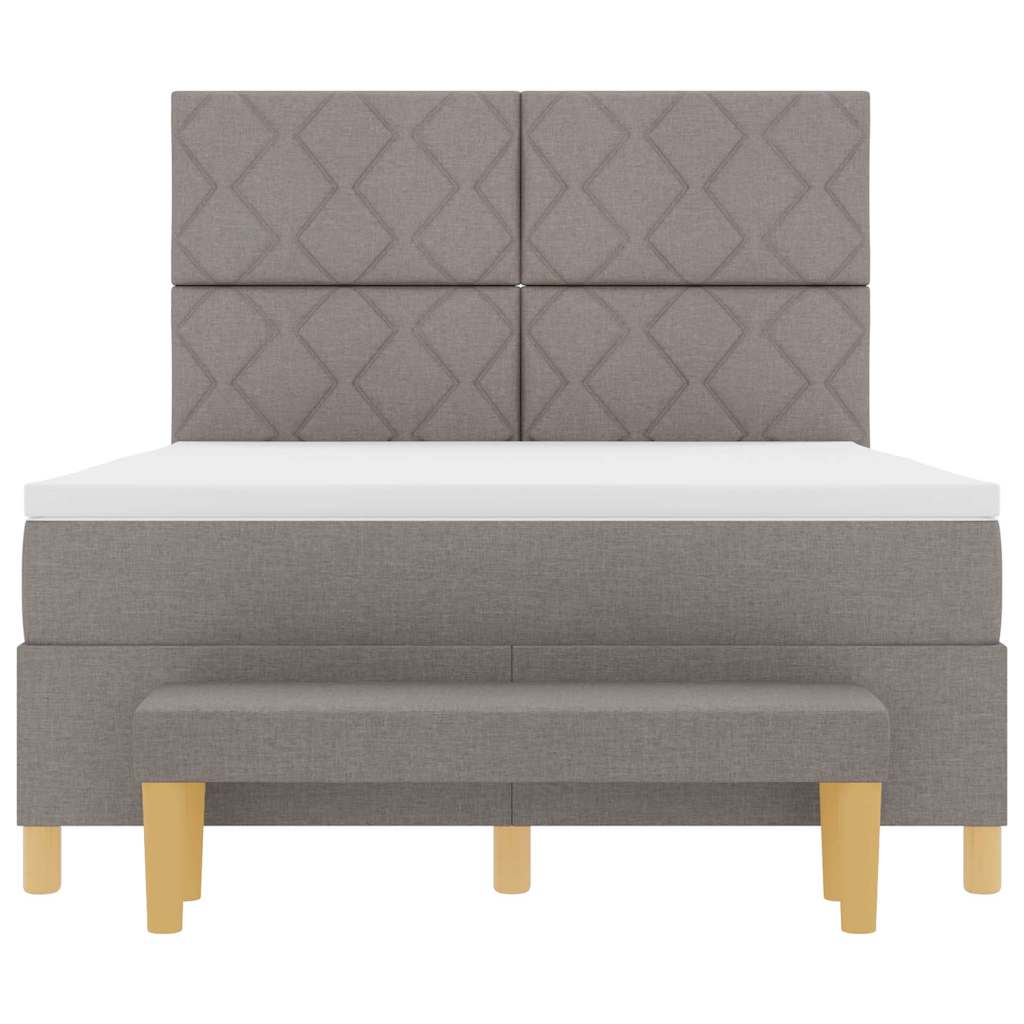 Boxrugós ágy párnával fejtámlával Tópszínű 200 x 140 cm szövet