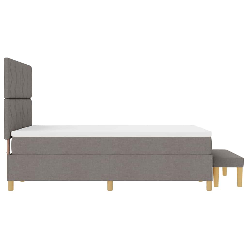 Boxrugós ágy párnával fejtámlával Tópszínű 200 x 140 cm szövet