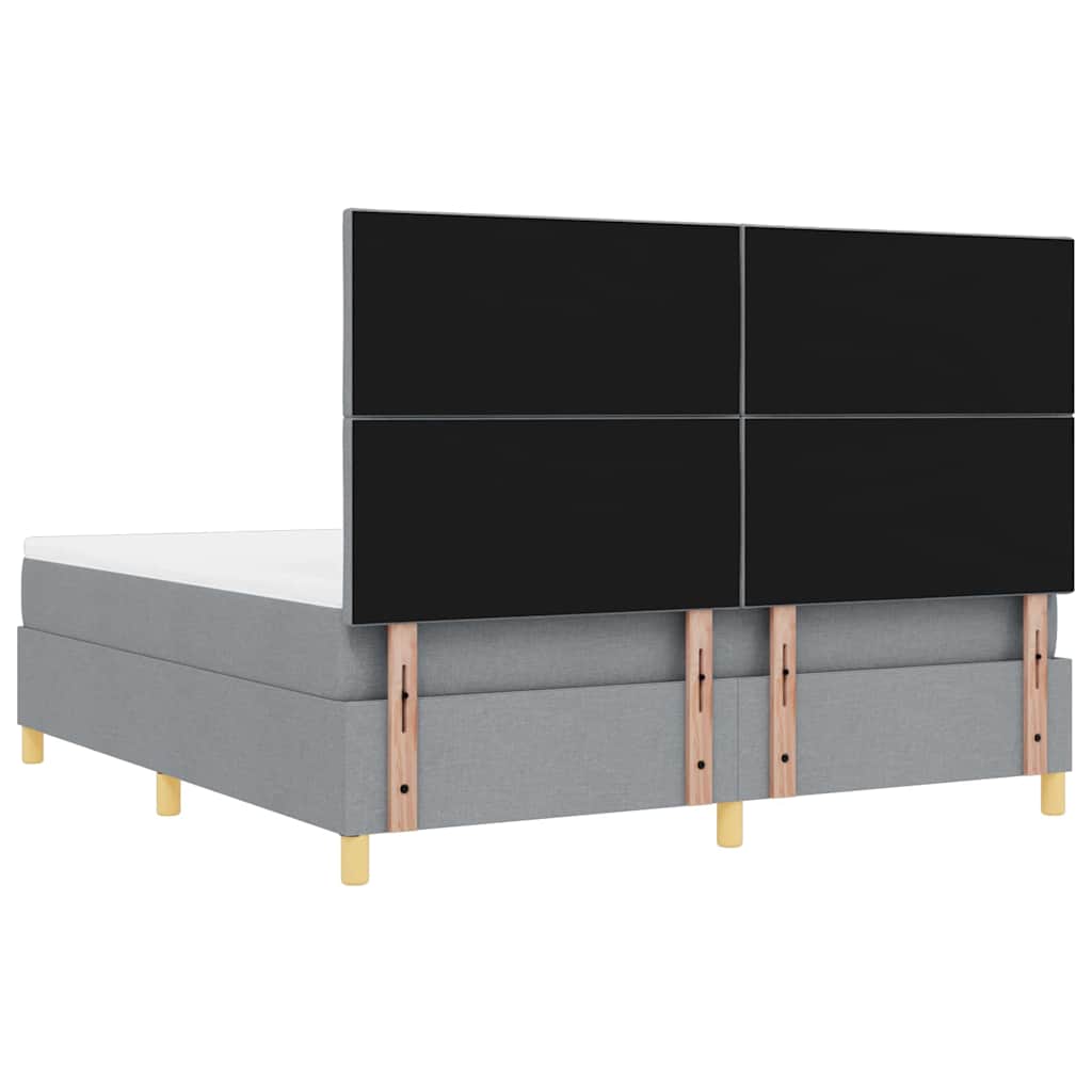 Boxrugós ágy fejtámlával Világosszürke 200 x 180 cm szövet