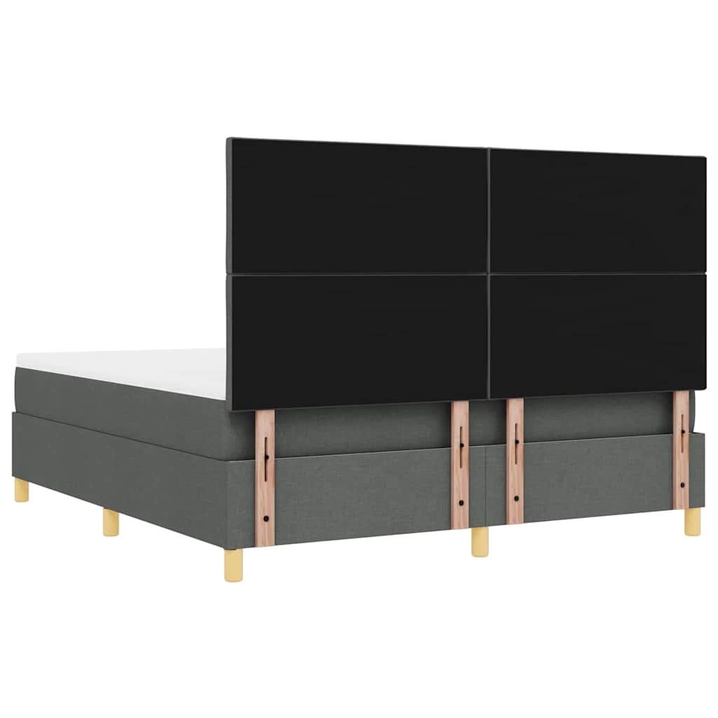Boxrugós ágy párnával Sötétszürke 200 x 180 cm szövet