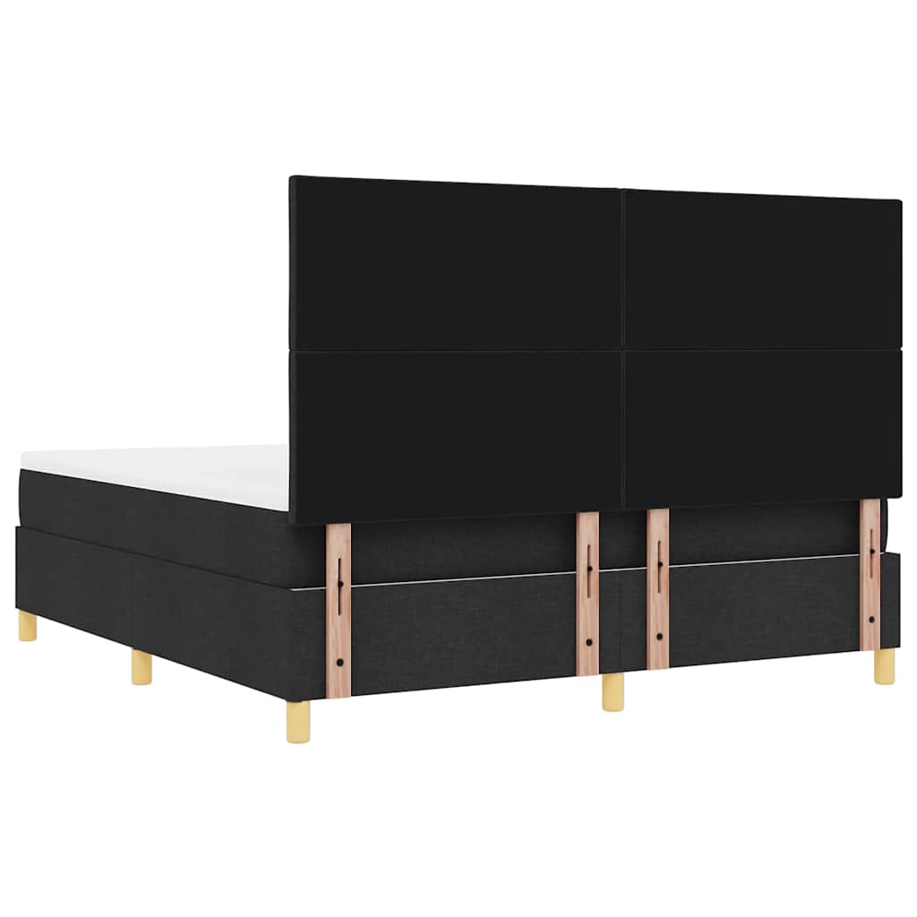 Boxrugós ágy fejtámlával Fekete 200 x 180 cm szövet
