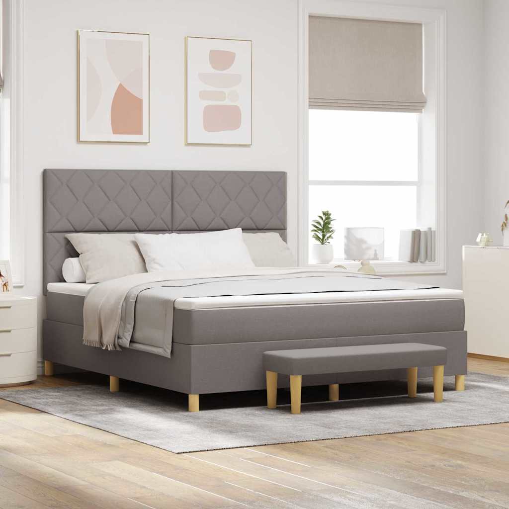 Boxrugós ágy fejtámlával Tópszínű 180 x 200 cm szövet