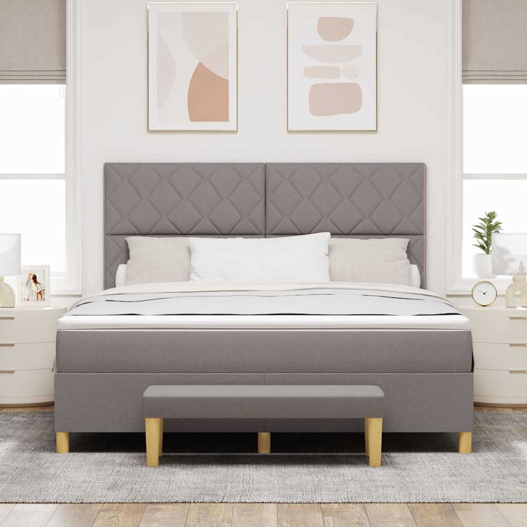 Boxrugós ágy fejtámlával Tópszínű 180 x 200 cm szövet