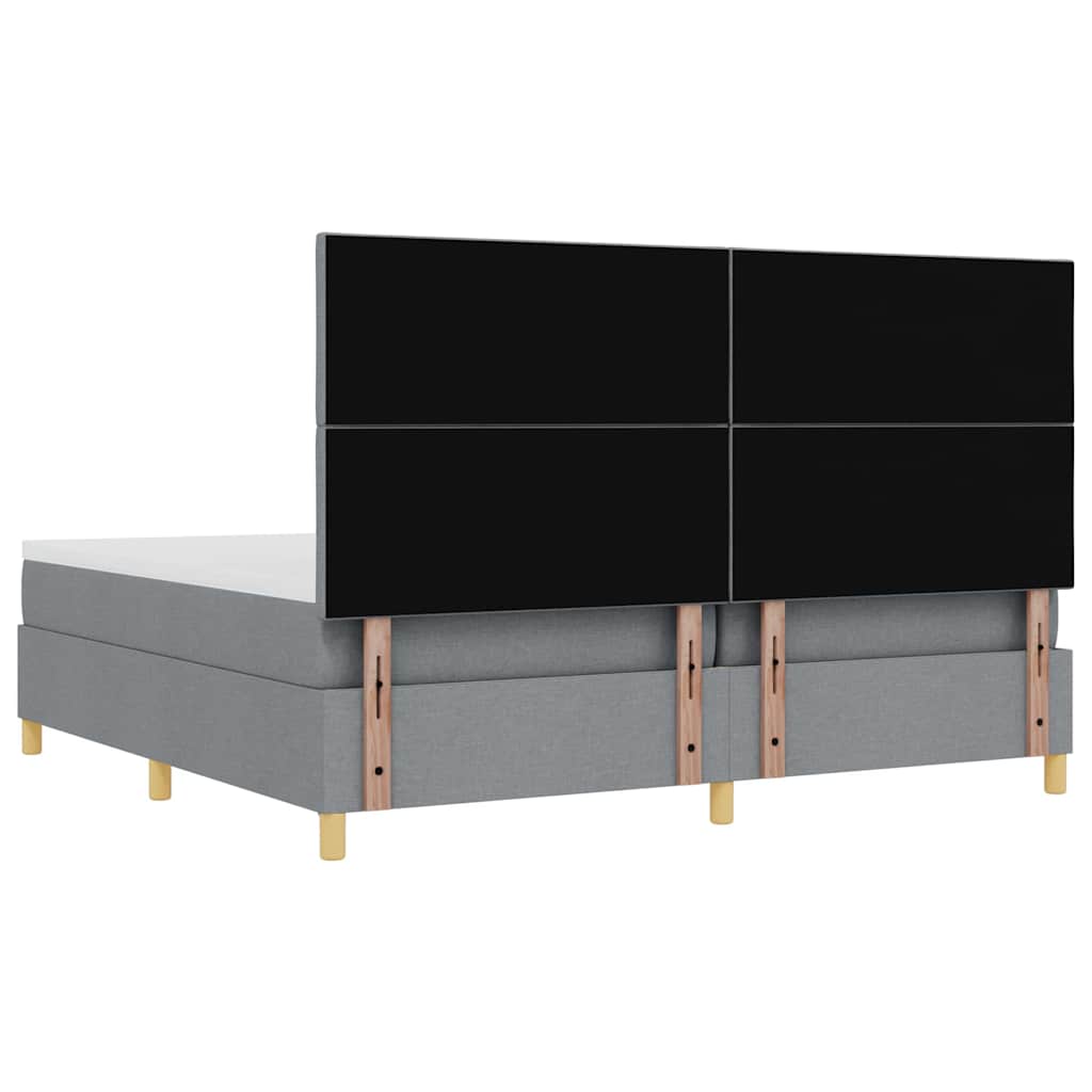 Boxrugós ágy párnával Világosszürke 200 x 200 cm szövet