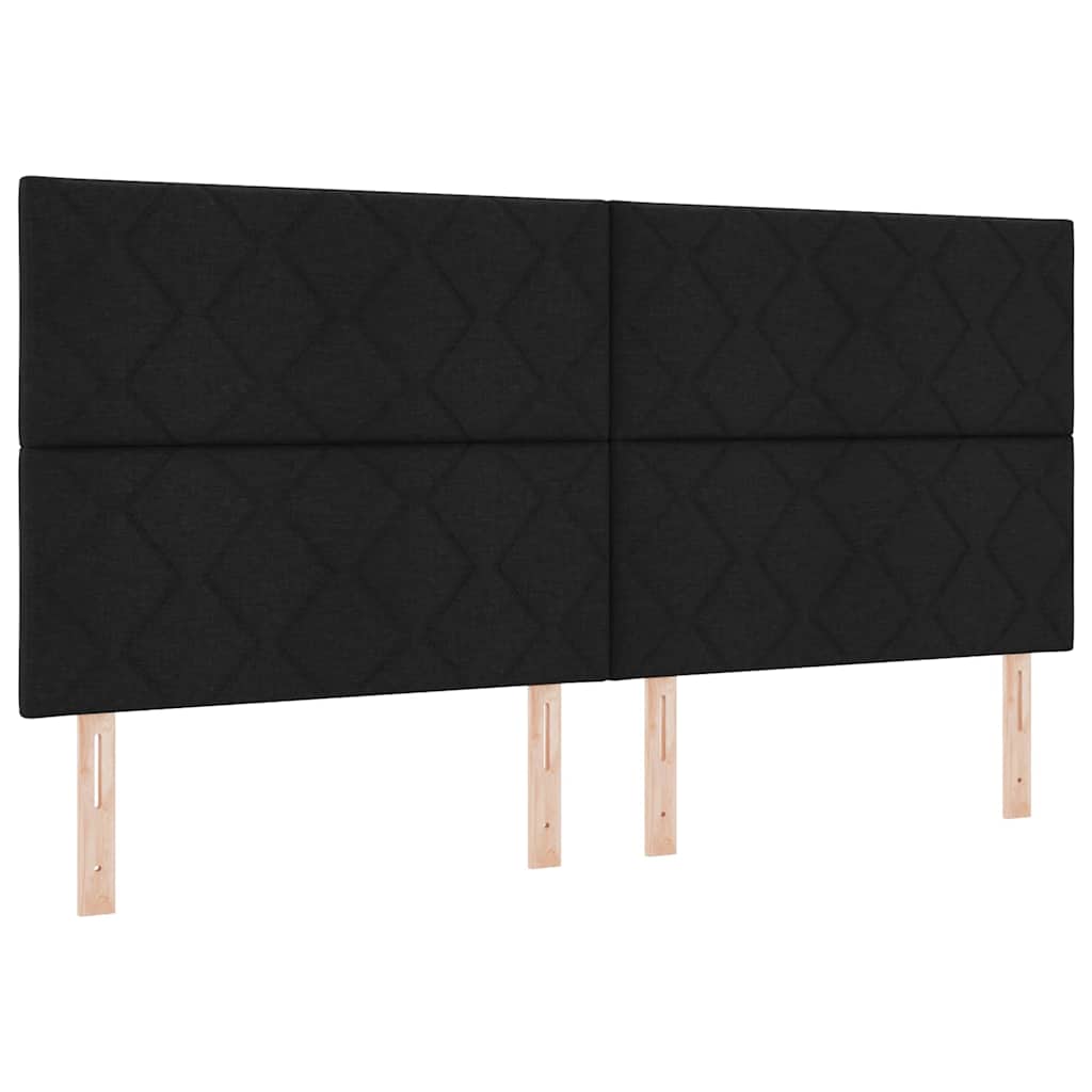 Boxrugós ágy matracmal fejtámlával Fekete 200 x 200 cm szövet