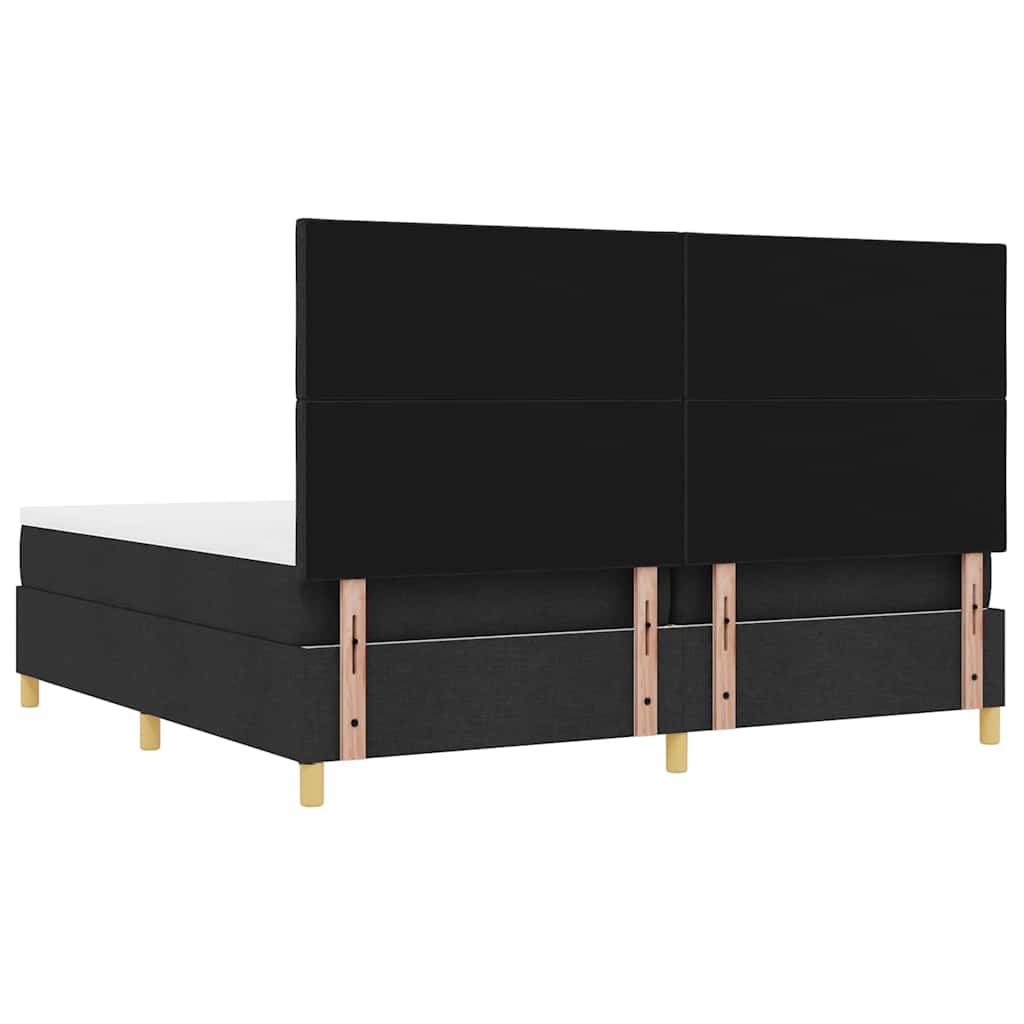 Boxrugós ágy matracmal fejtámlával Fekete 200 x 200 cm szövet