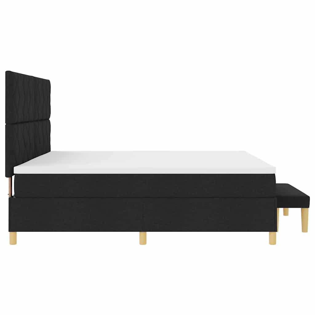 Boxrugós ágy matracmal fejtámlával Fekete 200 x 200 cm szövet