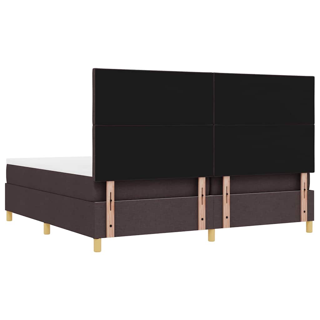 Boxrugós ágy fejtámlával Sötét Barna 200 x 200 cm szövet
