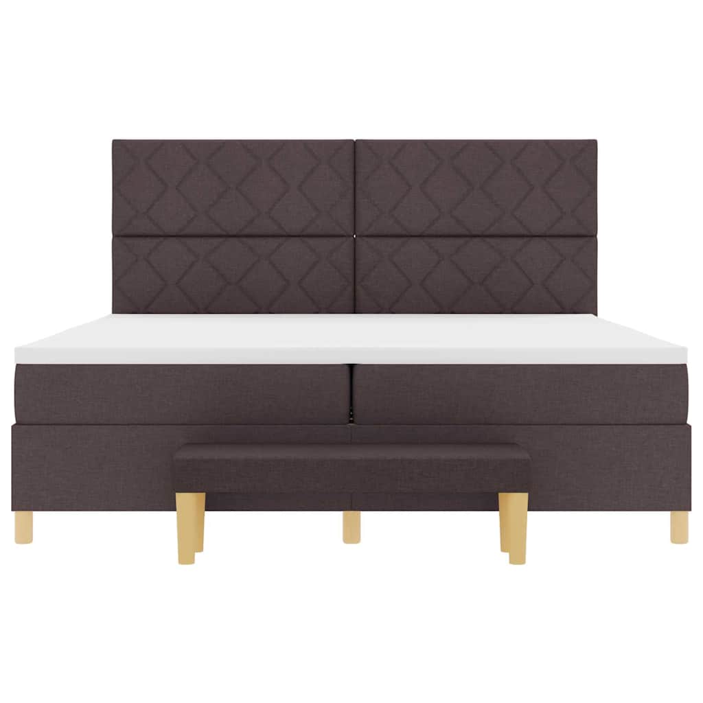 Boxrugós ágy fejtámlával Sötét Barna 200 x 200 cm szövet