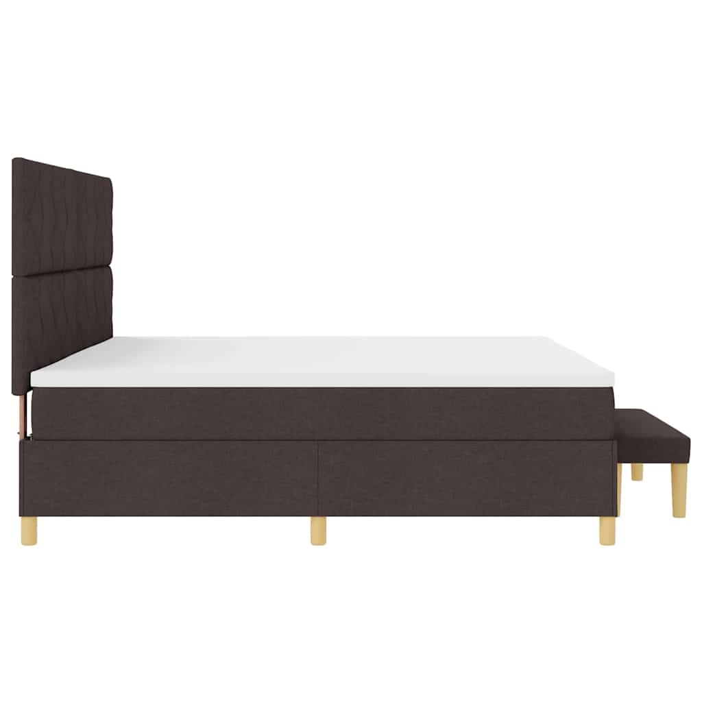 Boxrugós ágy fejtámlával Sötét Barna 200 x 200 cm szövet
