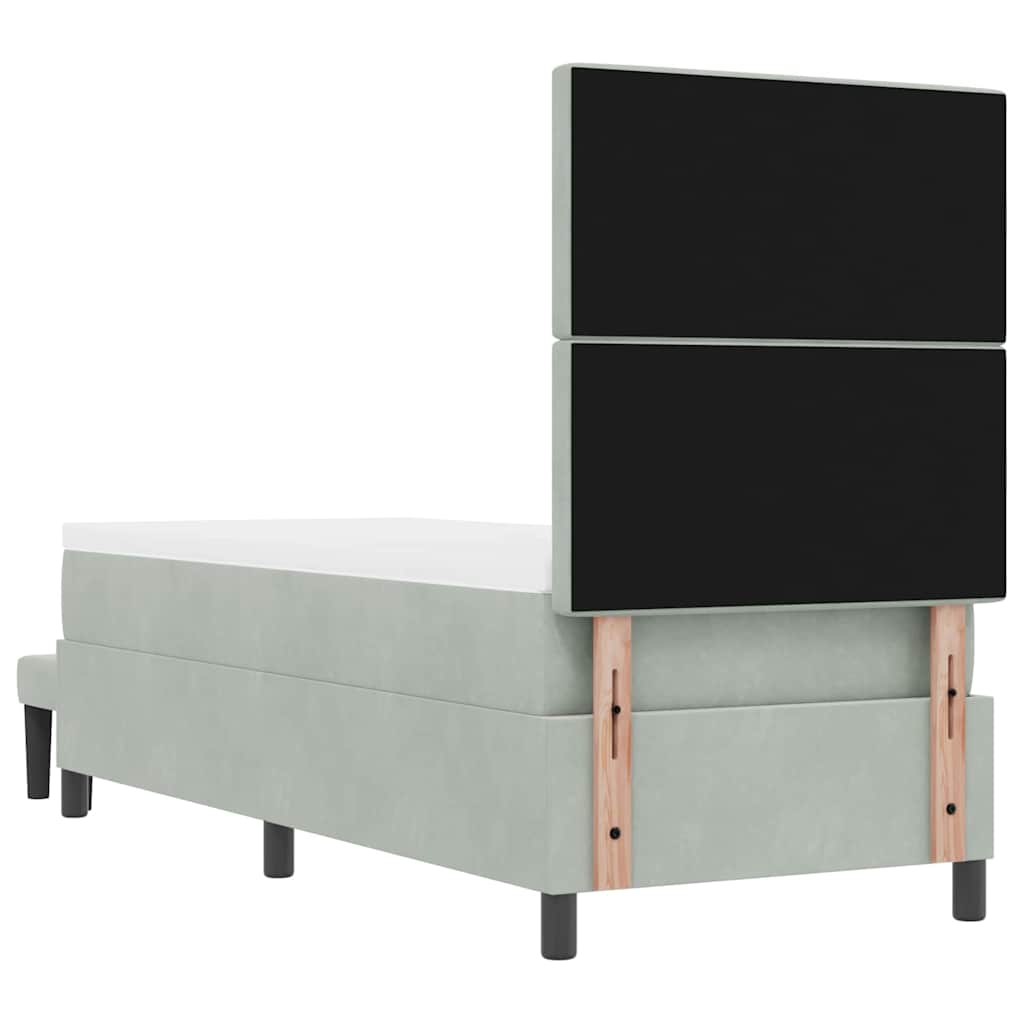 Boxrugós ágy párnával Világosszürke 200 x 80 cm Bársony