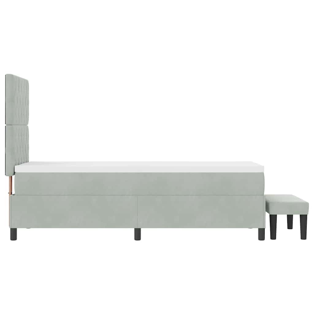 Boxrugós ágy párnával Világosszürke 200 x 80 cm Bársony