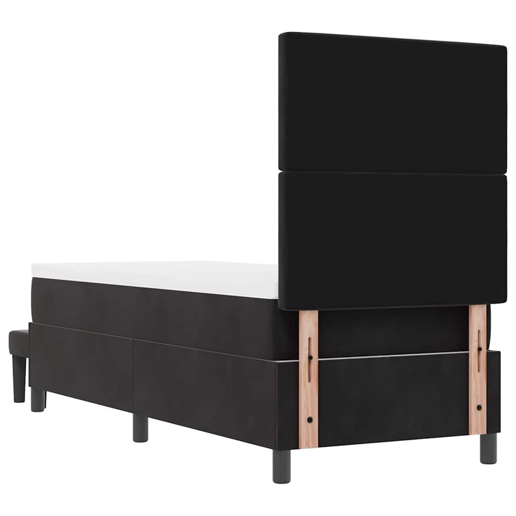 Boxrugós ágy fejtámlával Fekete 200 x 80 cm Bársony