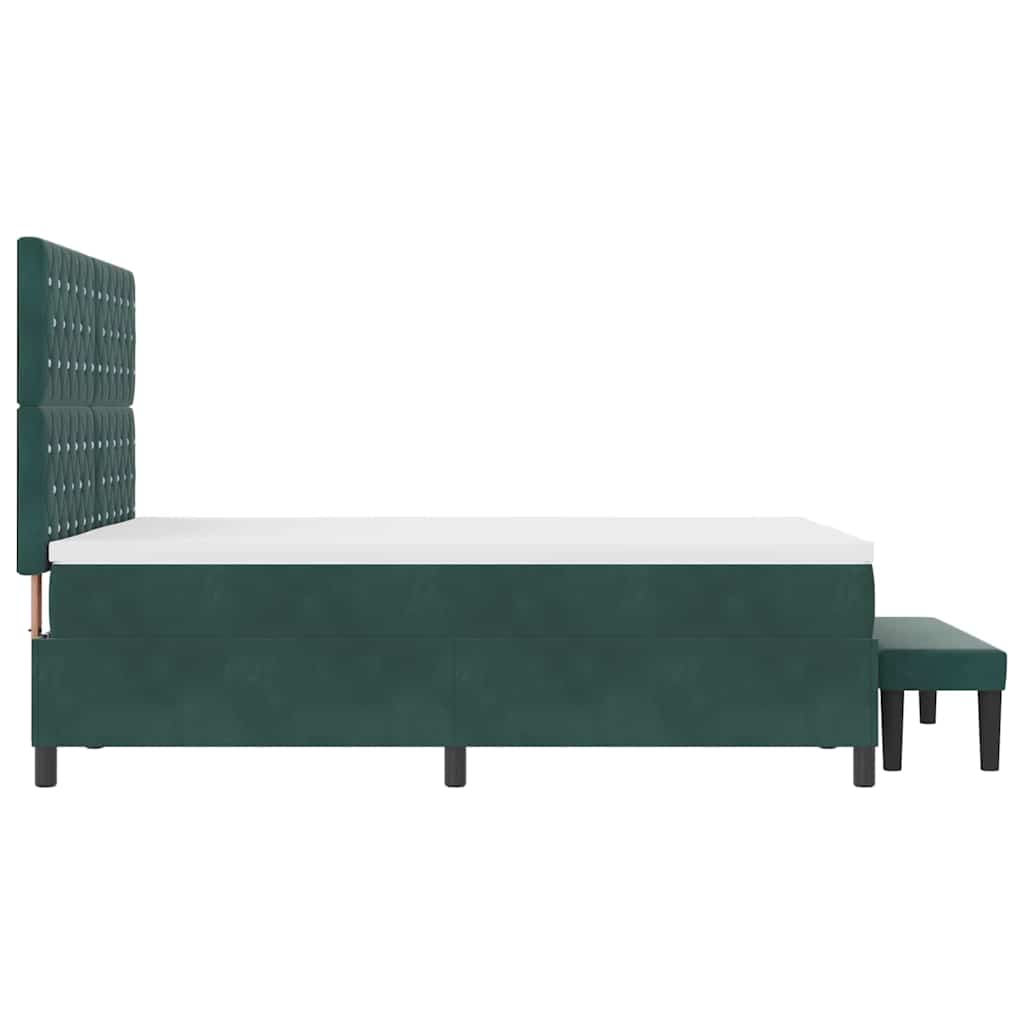 Boxrugós ágy fejtámlával Sötétzöld 200 x 140 cm Bársony