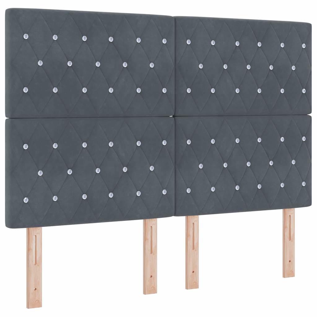 Boxrugós ágy fejtámlával Sötétszürke 200 x 160 cm Bársony
