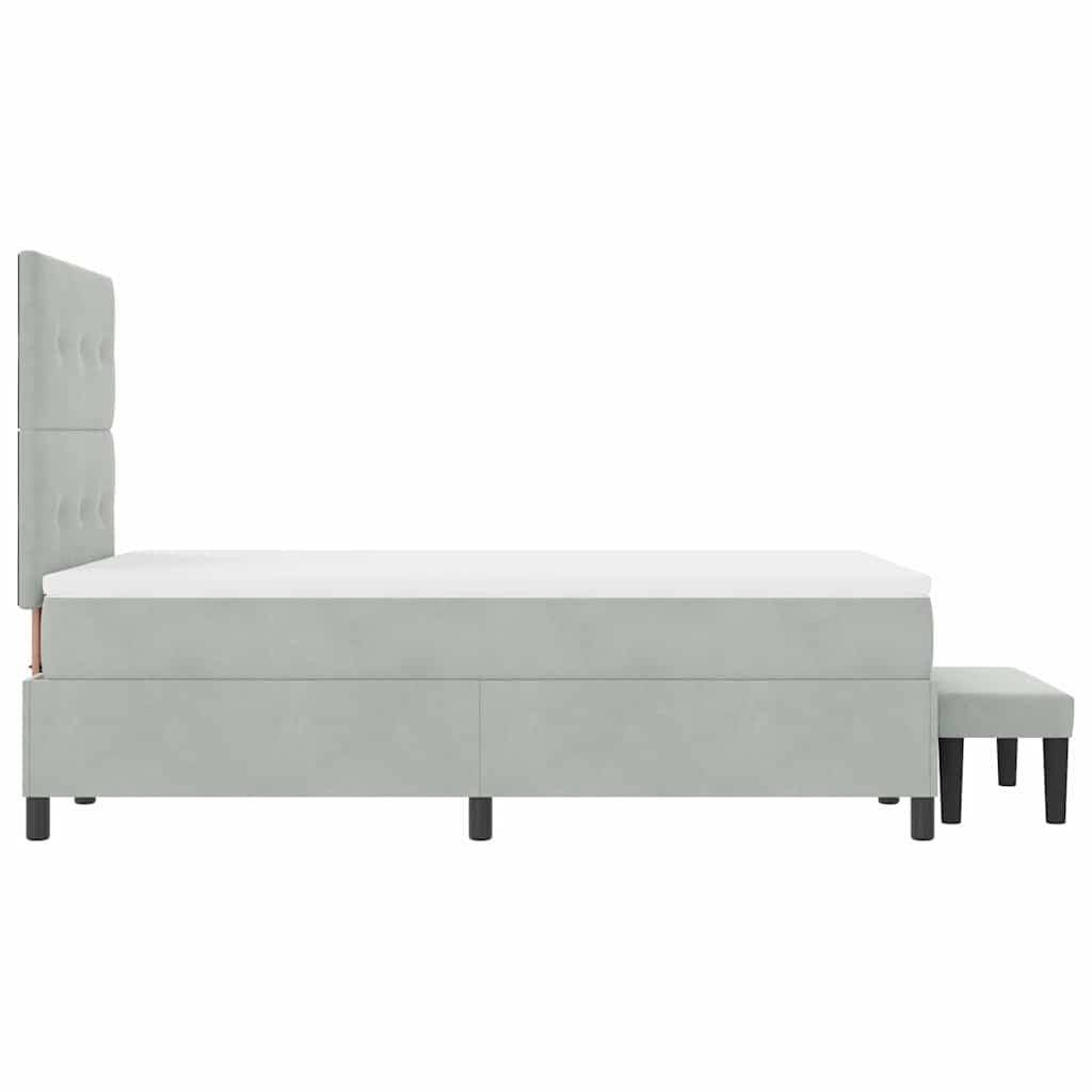 Boxrugós ágy fejtámlával Világosszürke 200 x 120 cm Bársony