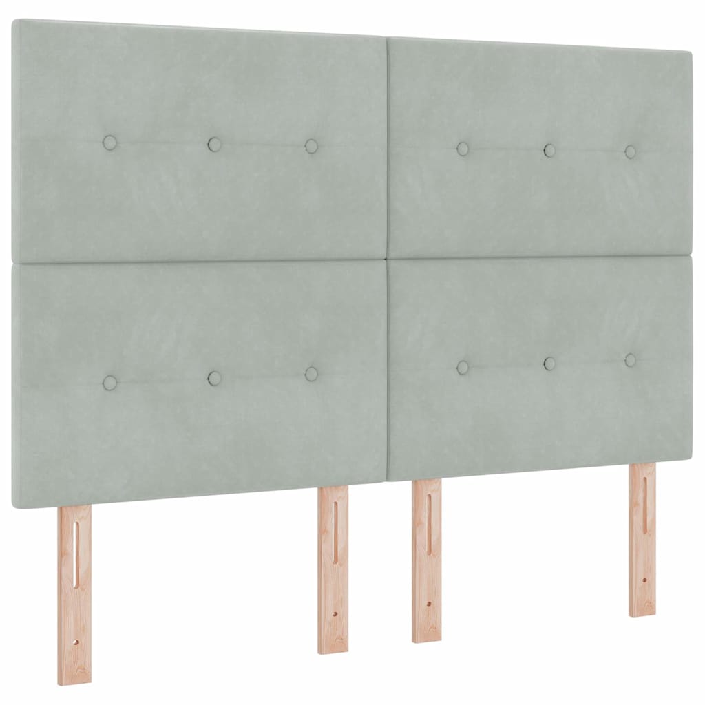 Boxrugós ágy fejtámlával Világosszürke 200 x 160 cm Bársony