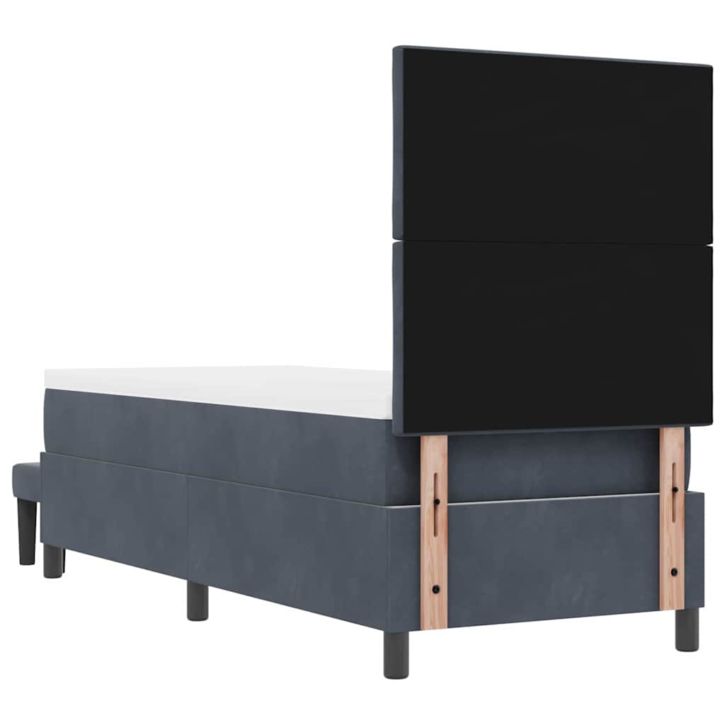 Boxrugós ágy fejtámlával Sötétszürke 200 x 80 cm Bársony