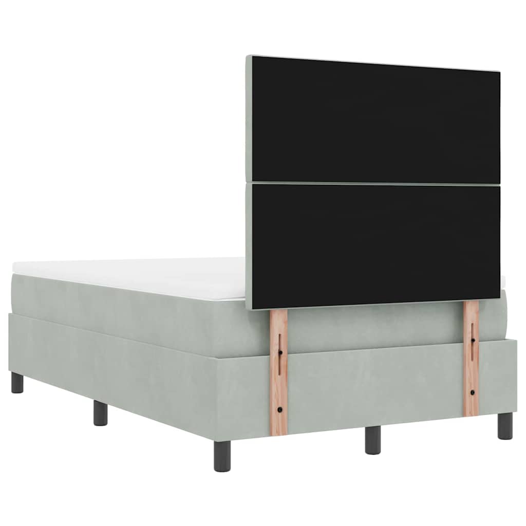 Boxrugós ágy párnával Világosszürke 200 x 120 cm Bársony