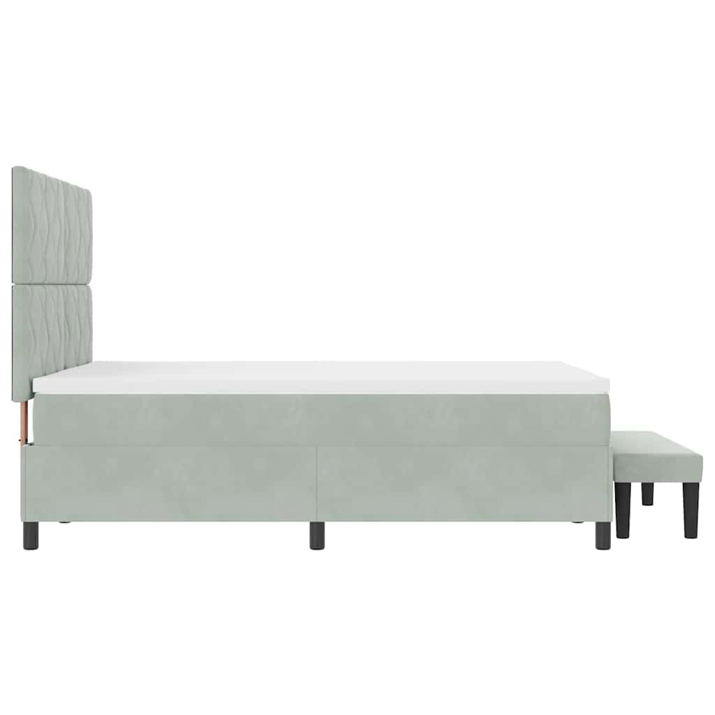 Boxrugós ágy fejtámlával Világosszürke 200 x 160 cm Bársony