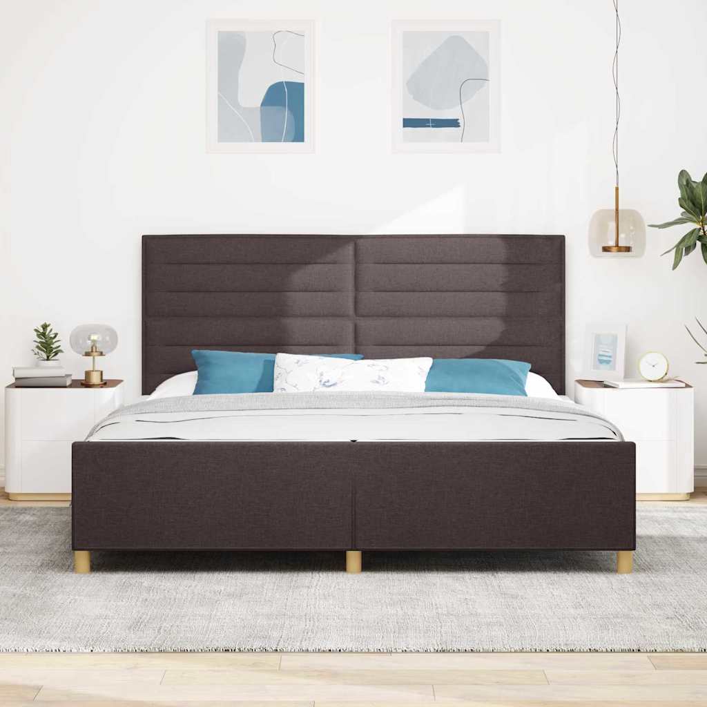 Ágykeret fejtámlával sötétbarna 200 x 200 cm szövet