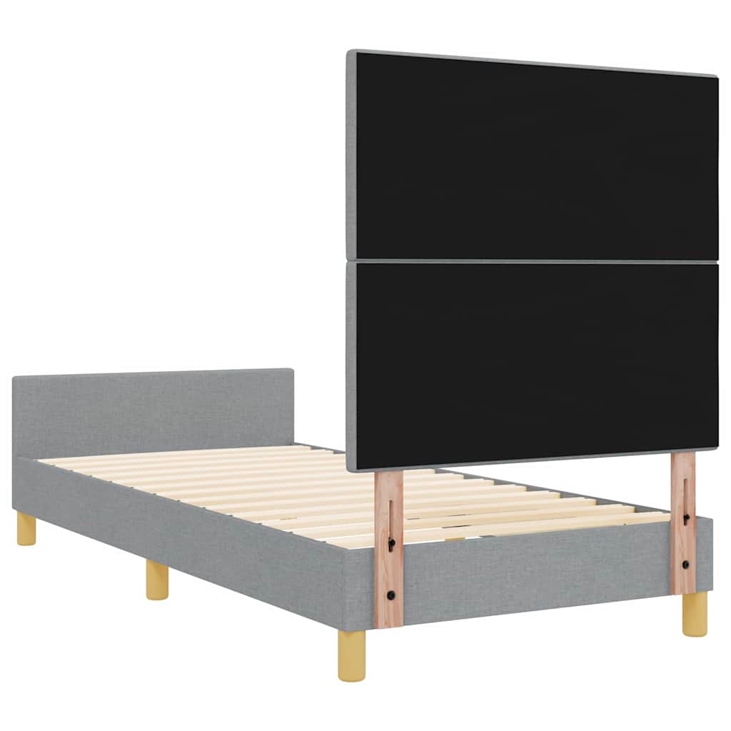 Ágykeret fejtámlával Világosszürke 80 x 200 cm szövet