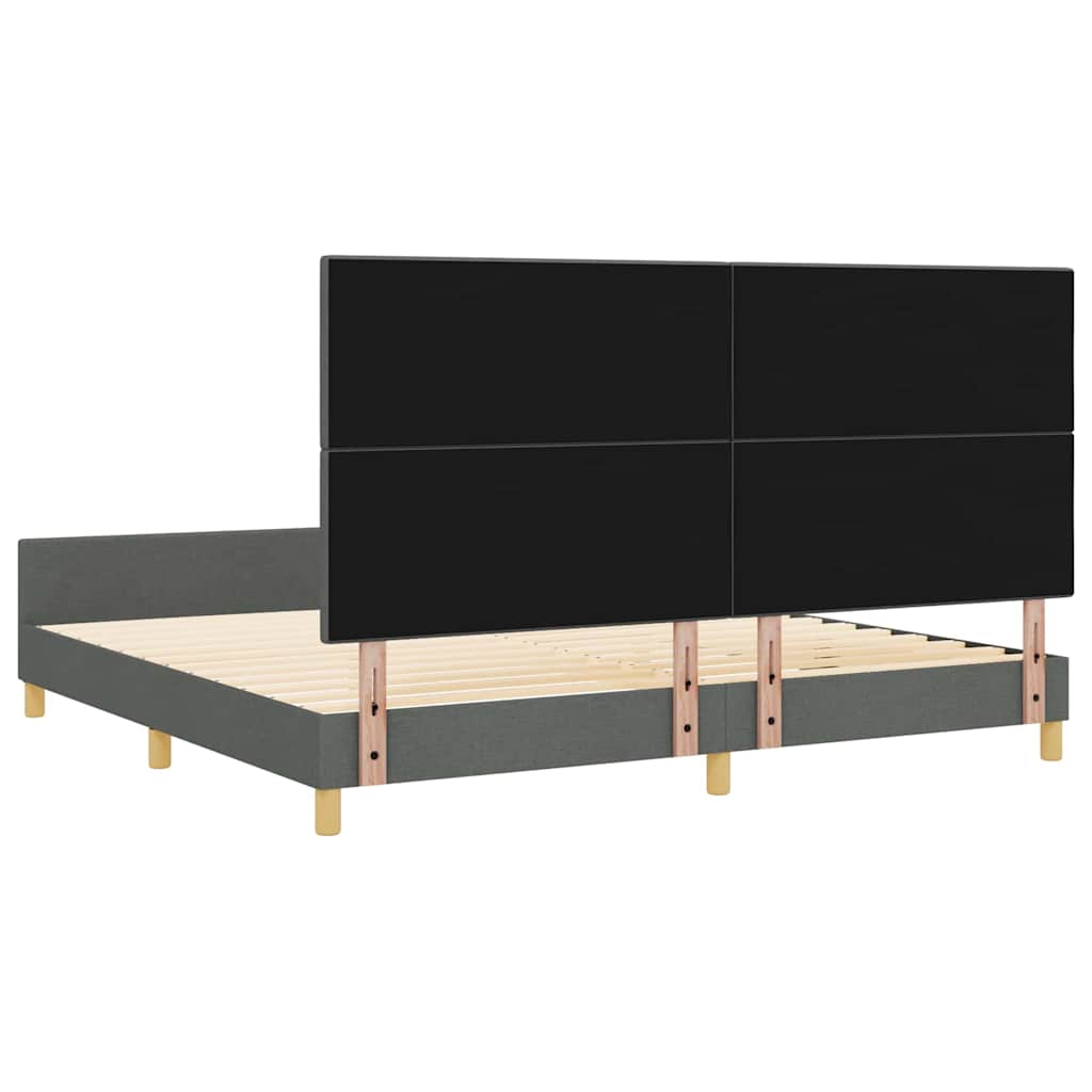 Ágykeret fejtámlával Sötétszürke 200 x 200 cm szövet