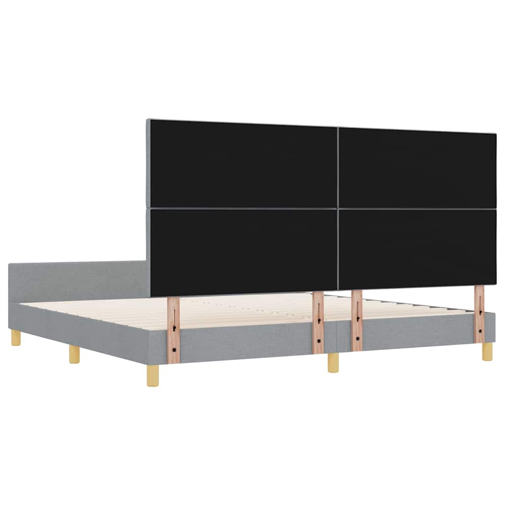 Ágykeret fejtámlával Világosszürke 200 x 200 cm szövet