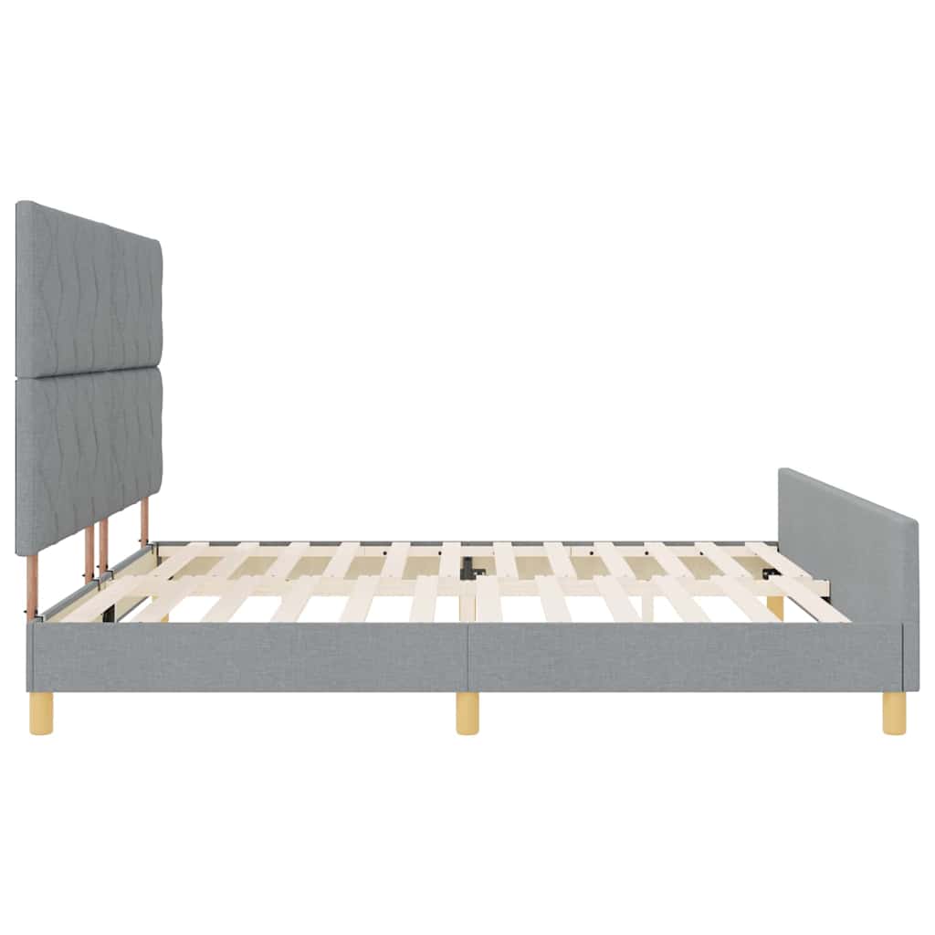 Ágykeret fejtámlával Világosszürke 200 x 200 cm szövet