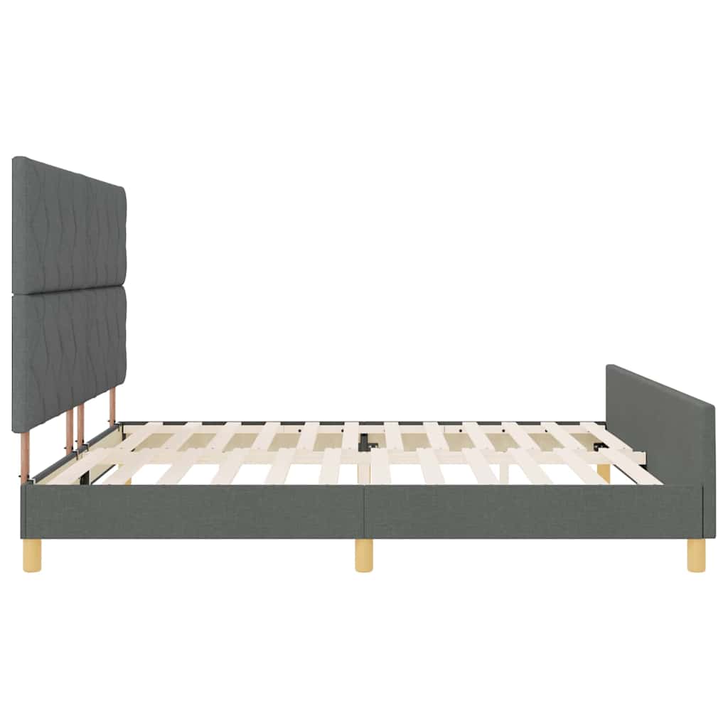 Ágykeret fejtámlával Sötétszürke 200 x 200 cm szövet