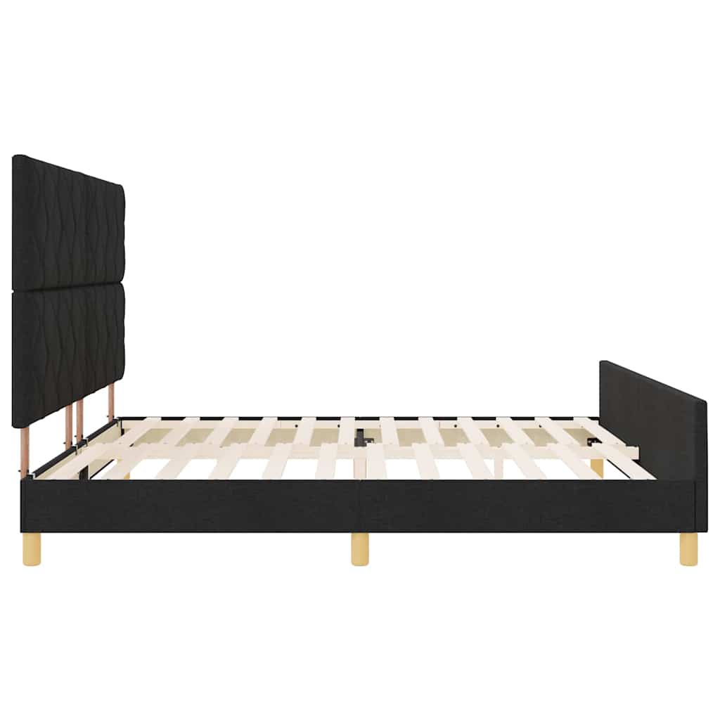 Ágykeret fejtámlával Fekete 200 x 200 cm szövet
