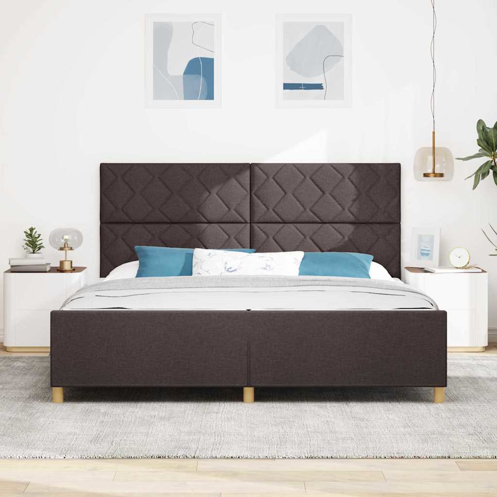 Ágykeret fejtámlával sötétbarna 200 x 200 cm szövet