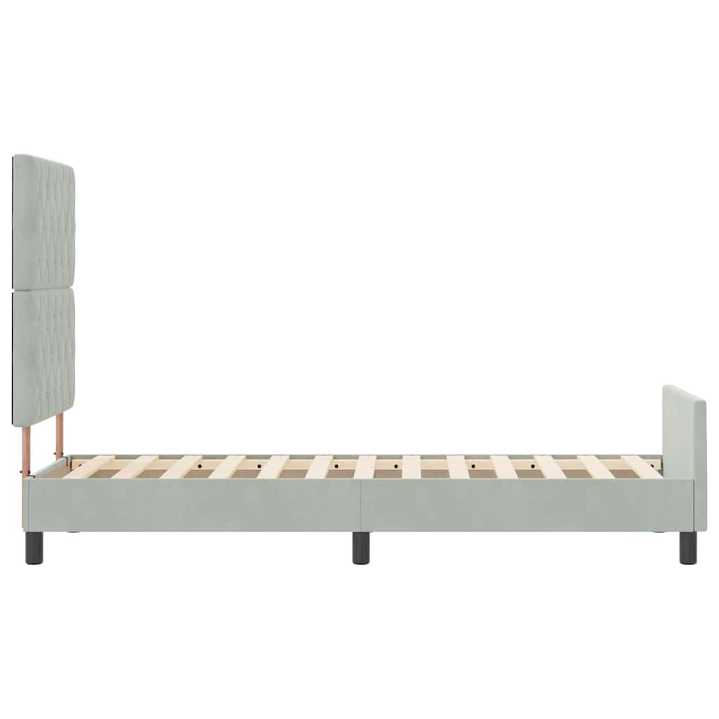 Boxrugós ágy fejtámlával Világosszürke 80 x 200 cm Bársony
