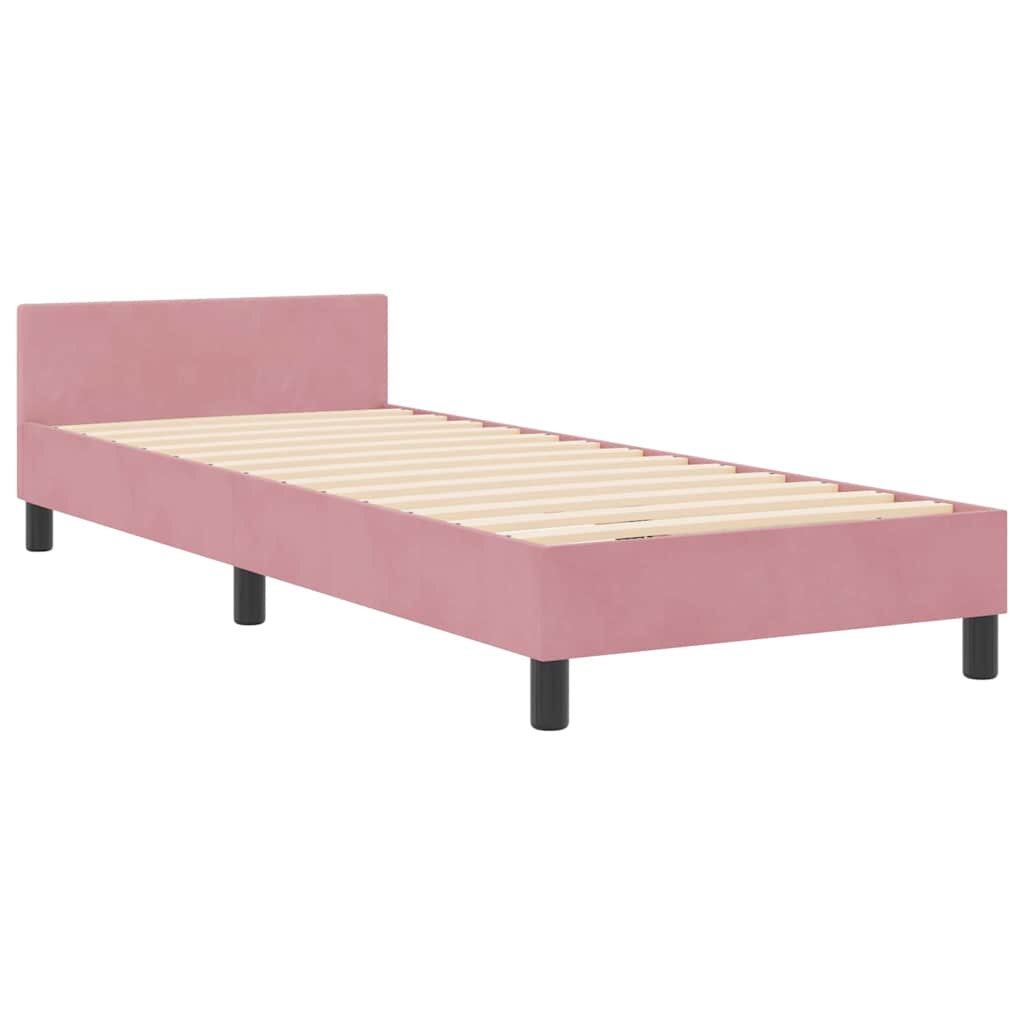 Boxrugós ágy fejtámlával Rózsaszín 80 x 200 cm Bársony