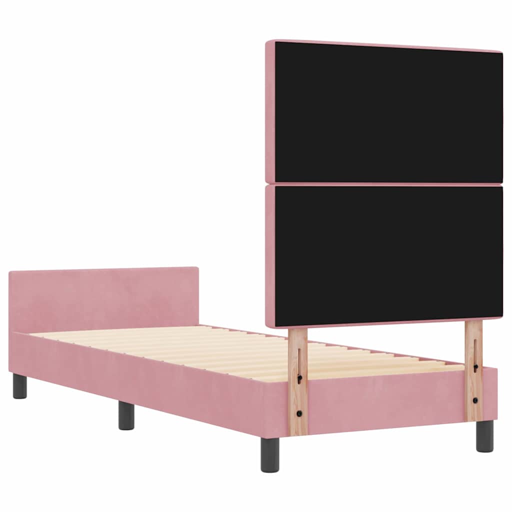 Boxrugós ágy fejtámlával Rózsaszín 80 x 200 cm Bársony