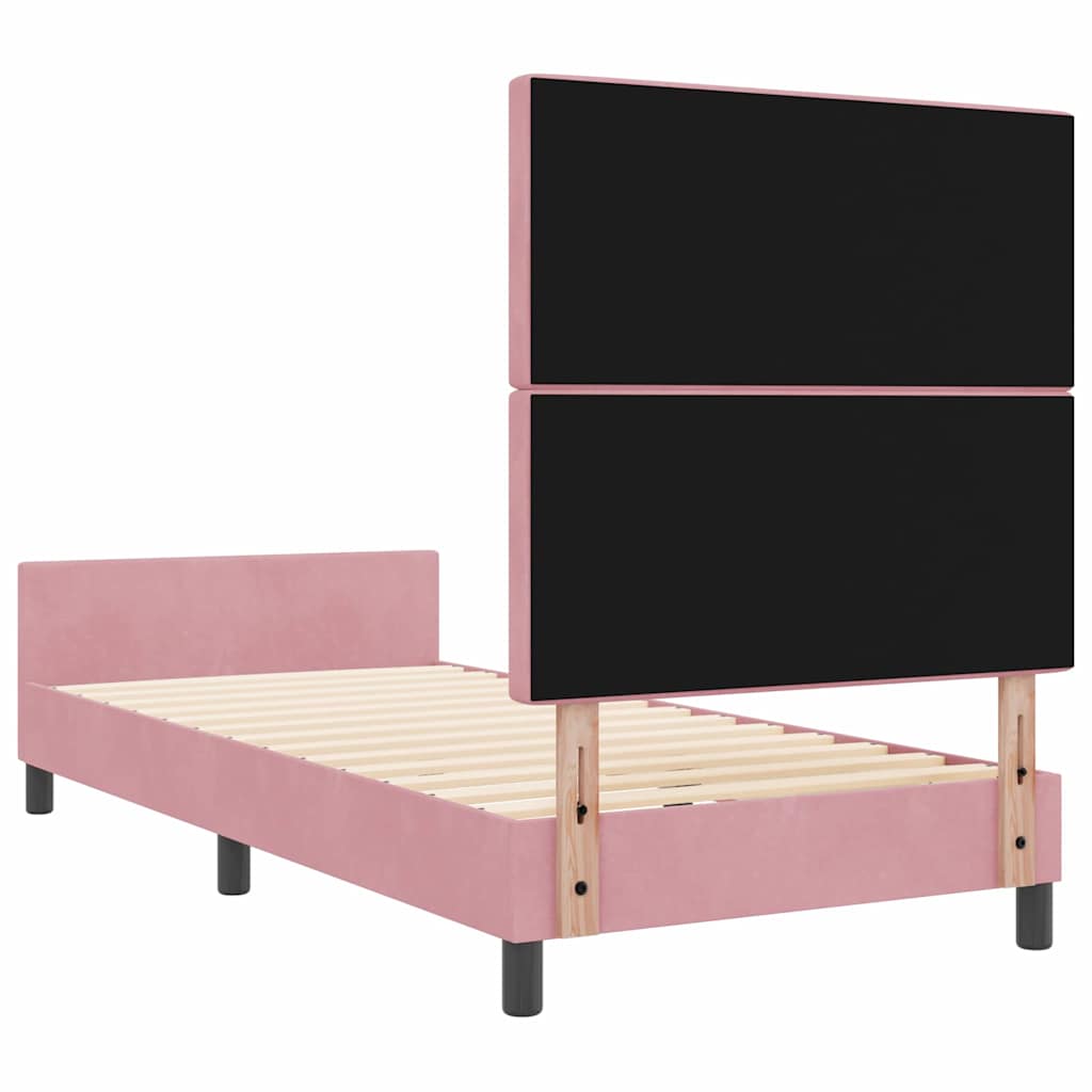 Boxrugós ágy fejtámlával Rózsaszín 90 x 190 cm Bársony