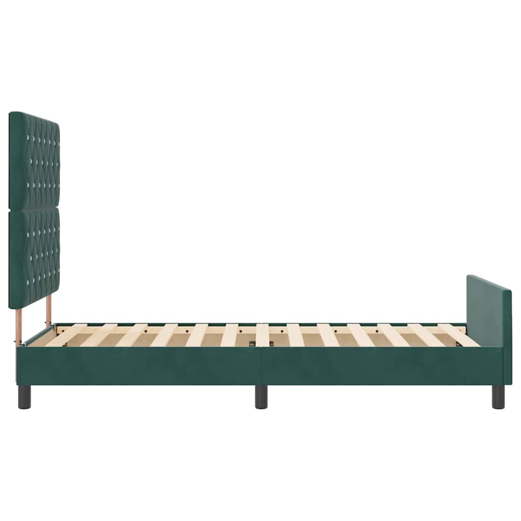 Boxrugós ágy fejtámlával Sötétzöld 90 x 200 cm Bársony