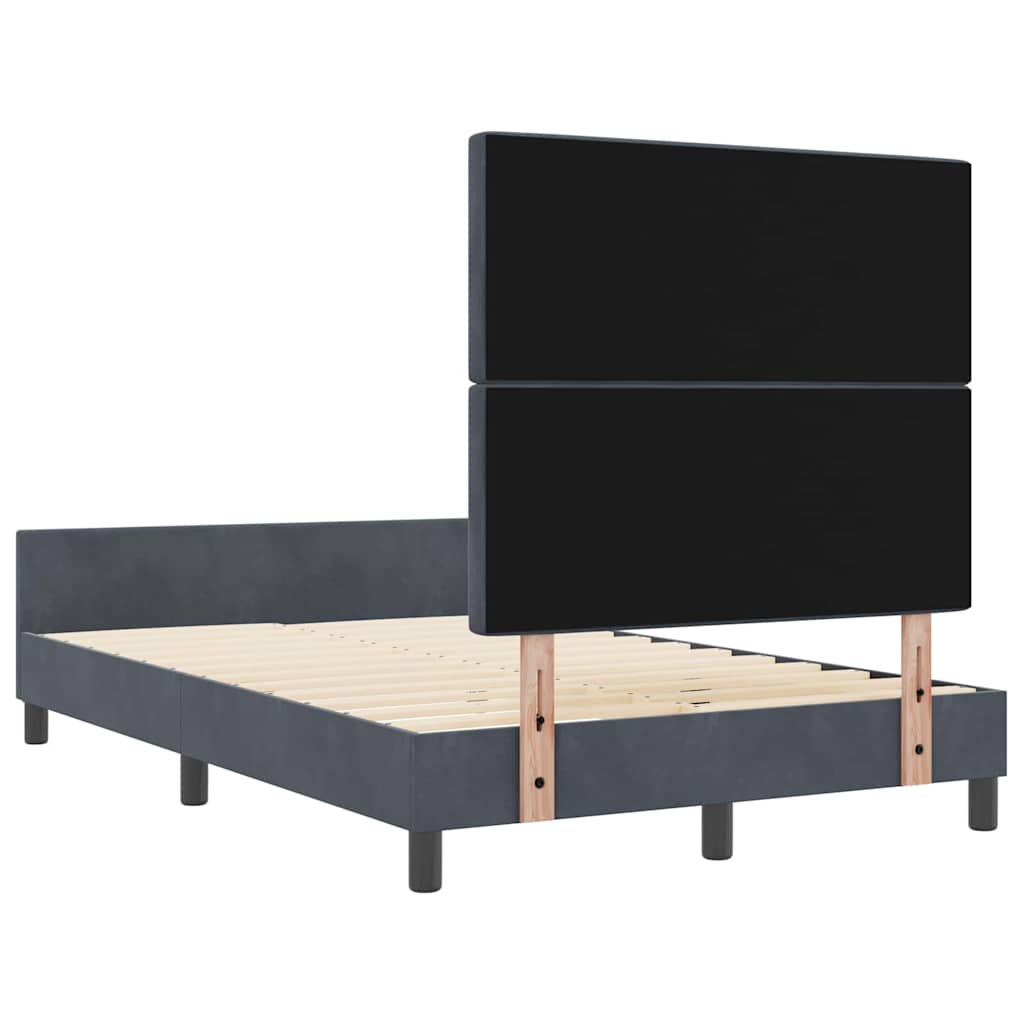 Boxrugós ágy fejtámlával Sötétszürke 120 x 200 cm Bársony