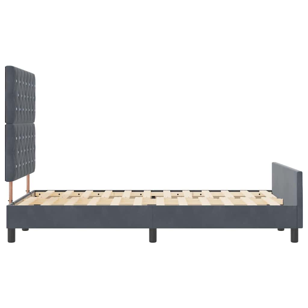 Boxrugós ágy fejtámlával Sötétszürke 120 x 200 cm Bársony