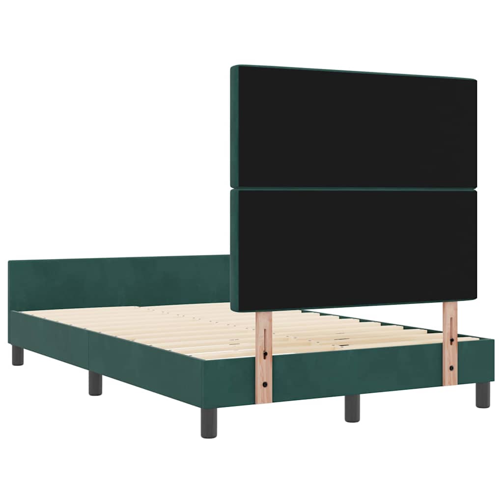 Boxrugós ágy fejtámlával Sötétzöld 120 x 200 cm Bársony