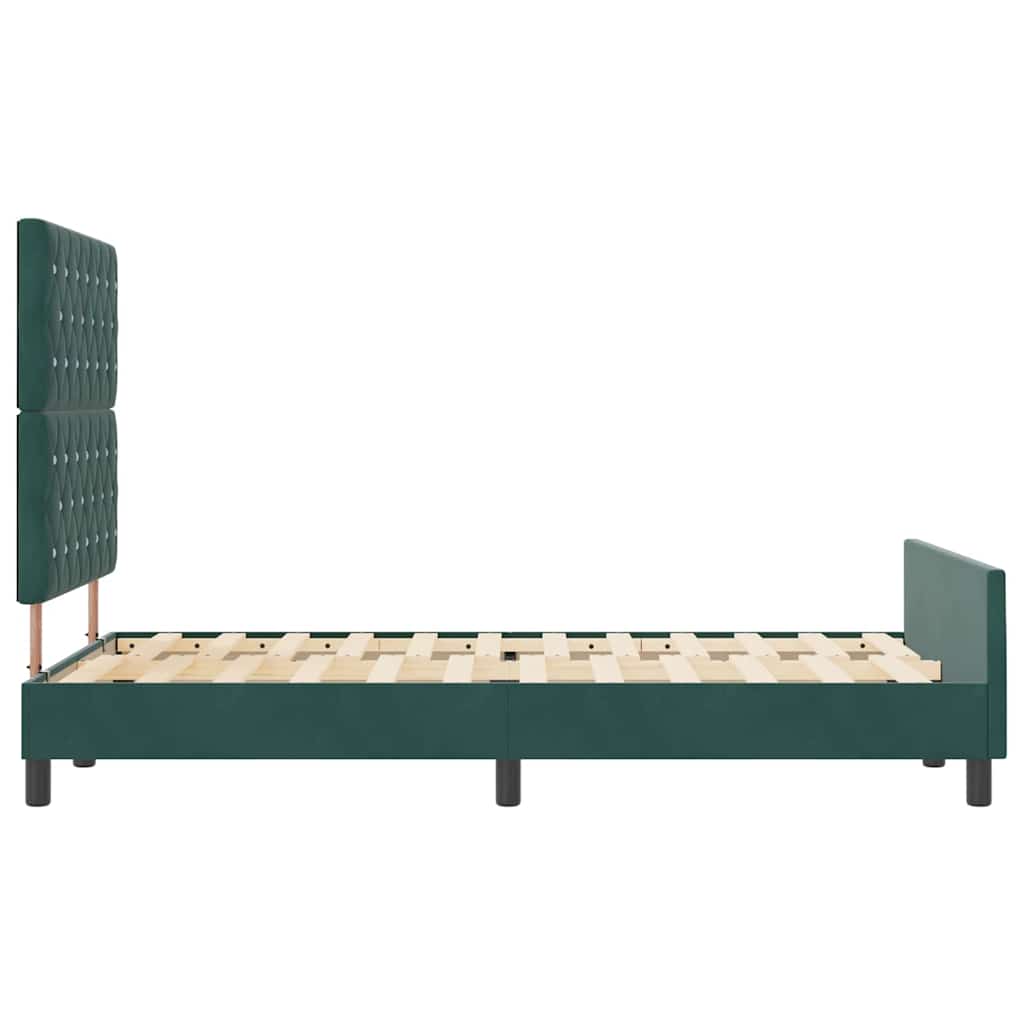 Boxrugós ágy fejtámlával Sötétzöld 120 x 200 cm Bársony