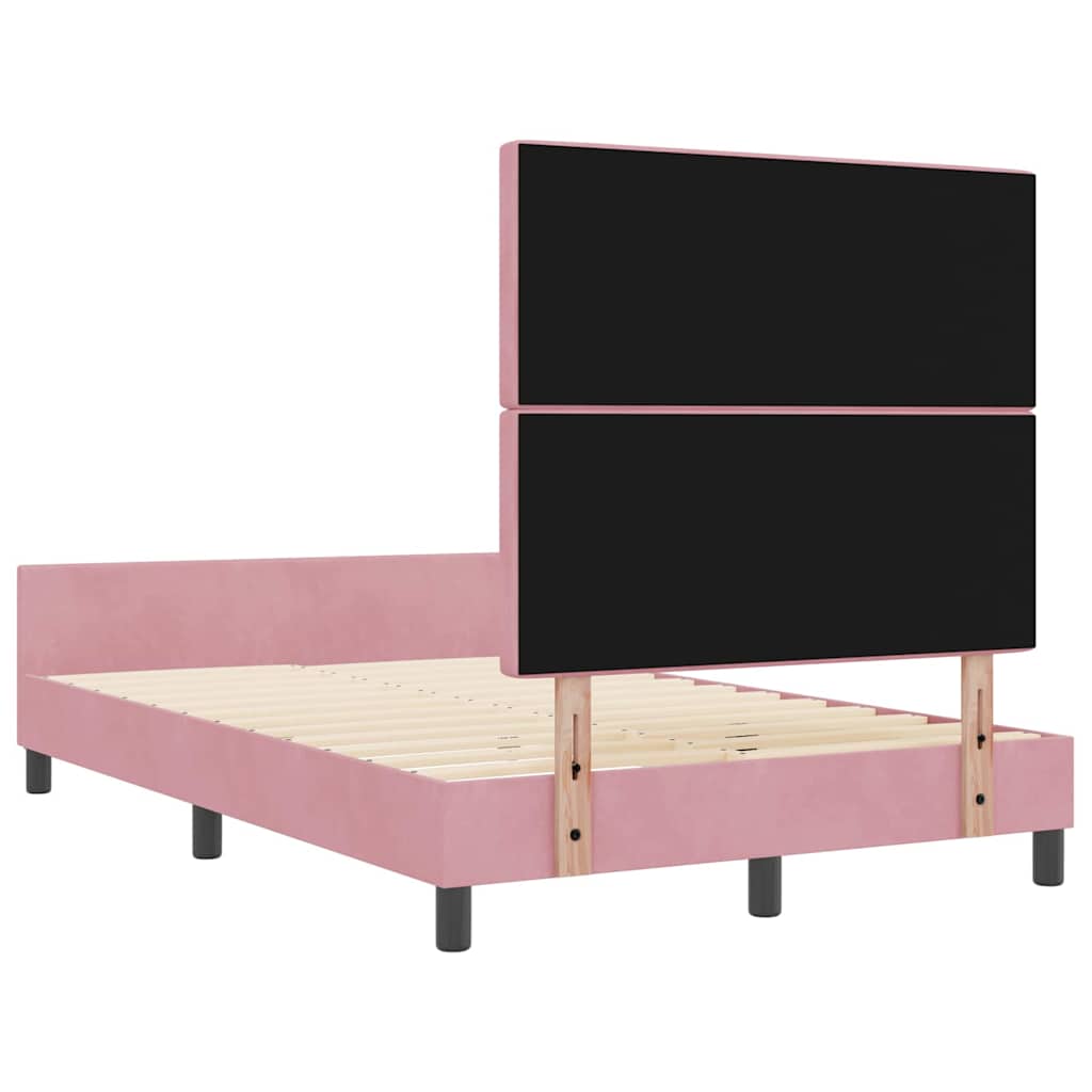 Boxrugós ágy fejtámlával Rózsaszín 120 x 200 cm Bársony