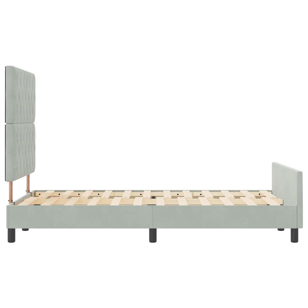Boxrugós ágy fejtámlával Világosszürke 120 x 200 cm Bársony