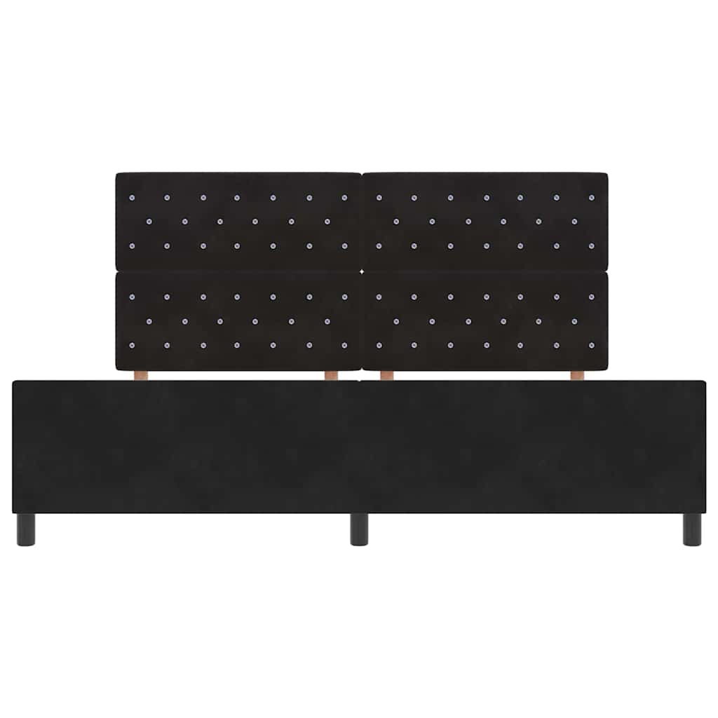 Boxrugós ágy fejtámlával Fekete 200 x 200 cm Bársony