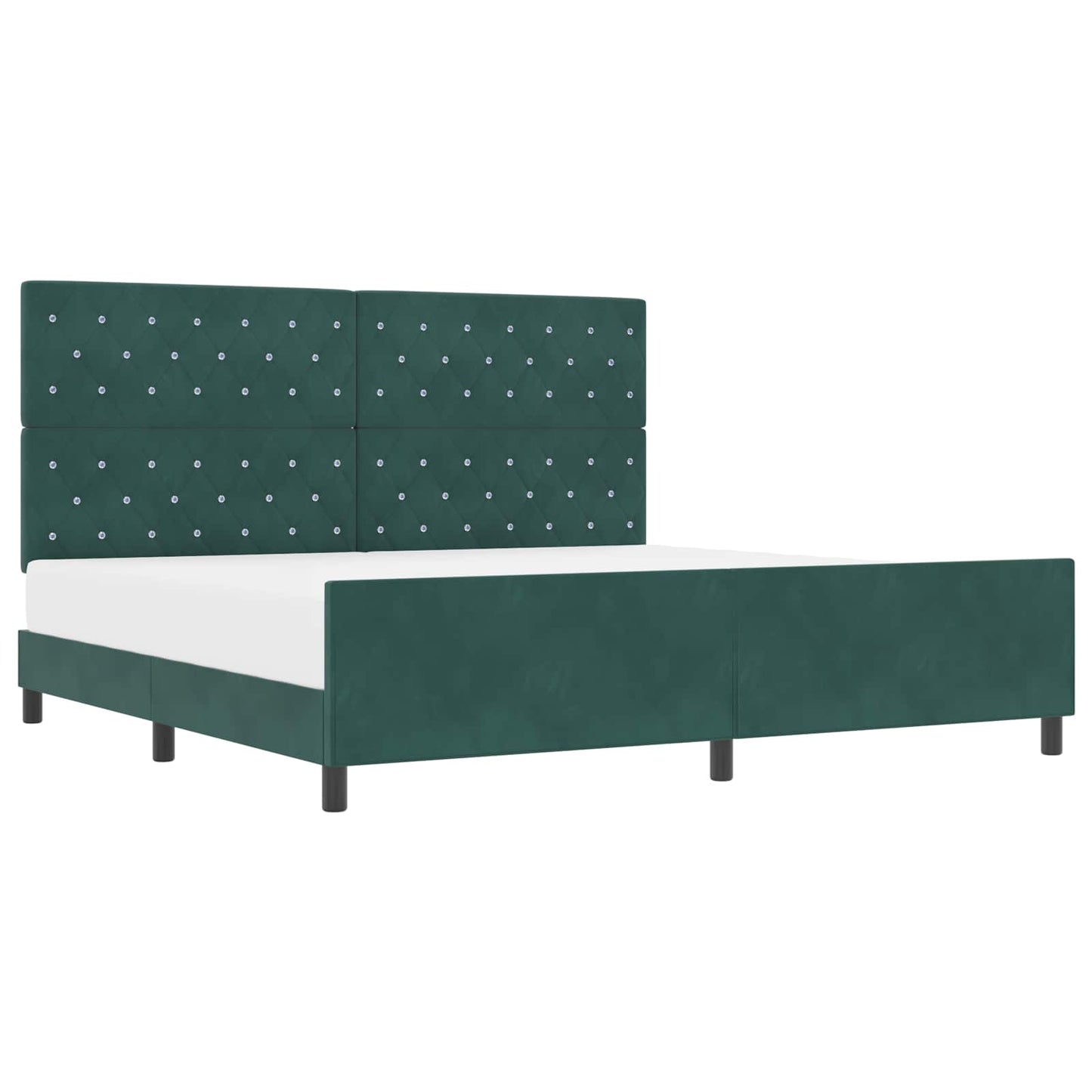 Boxrugós ágy fejtámlával Sötétzöld 200 x 200 cm Bársony