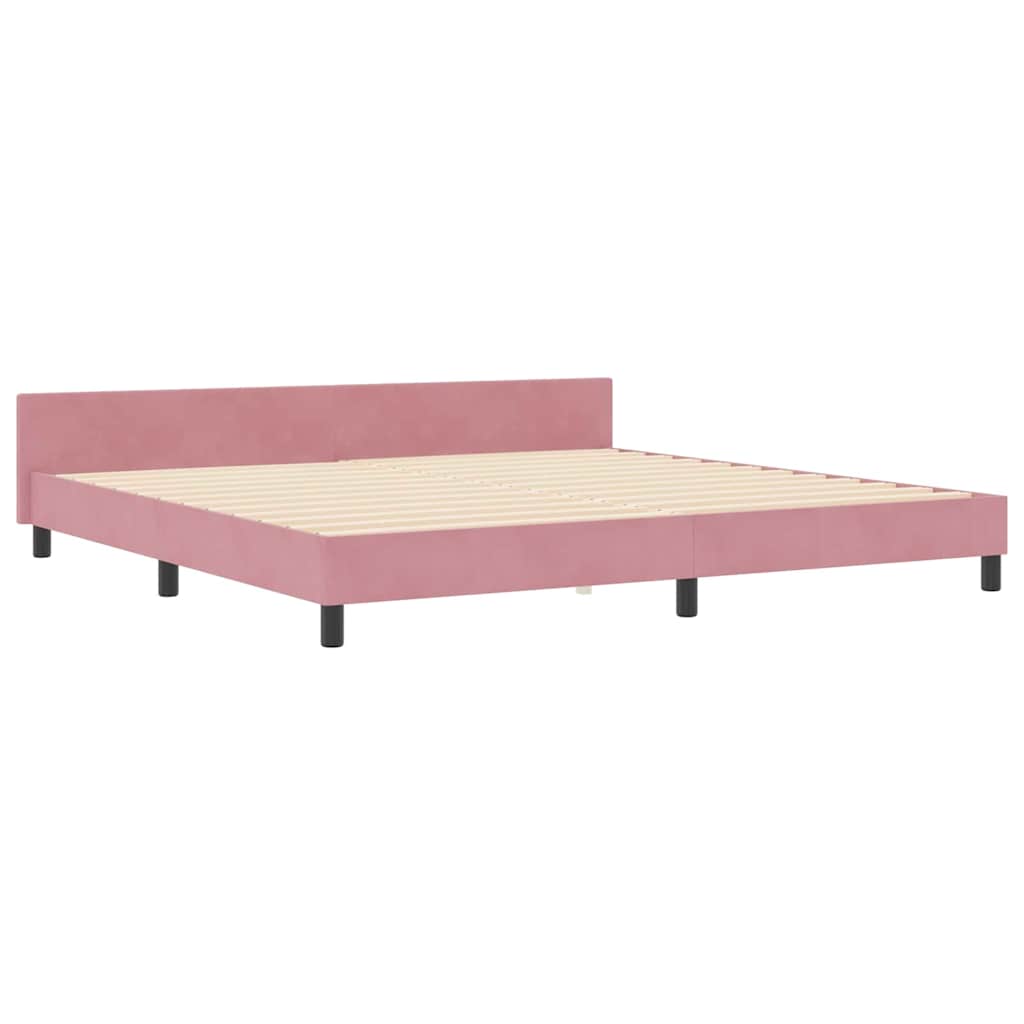 Boxrugós ágy fejtámlával Rózsaszín 200 x 200 cm Bársony