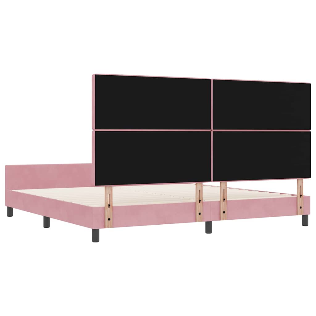 Boxrugós ágy fejtámlával Rózsaszín 200 x 200 cm Bársony